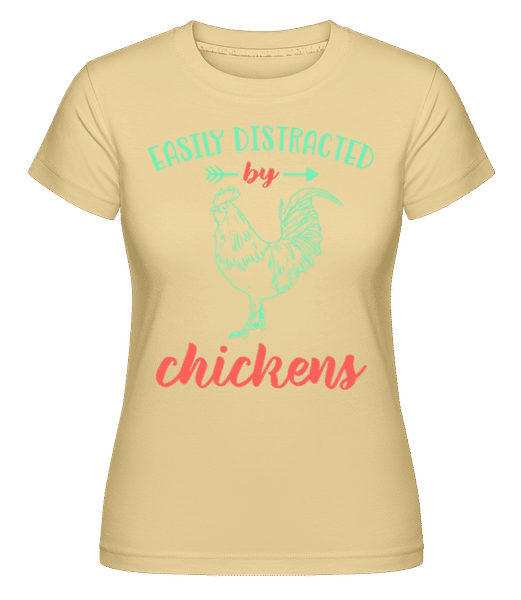 Preview: Distracted By Chickens -  Shirtinator Women's T-Shirt - Yellow - Front