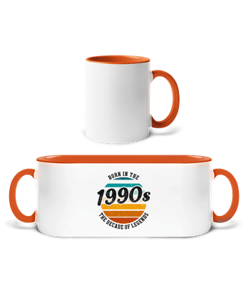 1990 The Decade Of Legends - Two-toned Mug - White / Orange - Front
