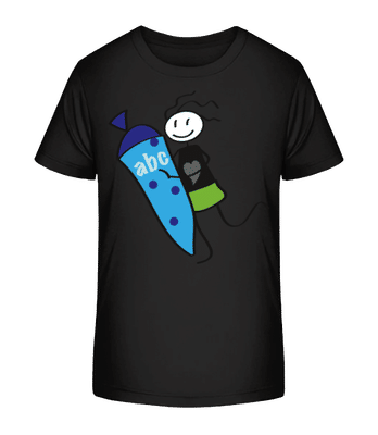 Child With Cornet Filled With Sweets - Kid's Organic T-Shirt Stanley Stella 2.0 - Black - Front