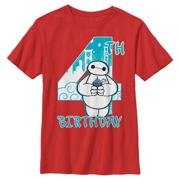 Aperçu: Disney - Les Nouveaux Héros - Baymax 4 Years - Birthday - Enfant T-shirt - Rouge - Devant Aperçu: Disney - Les Nouveaux Héros - Baymax 4 Years - Birthday - Enfant T-shirt - Rouge - Devant
