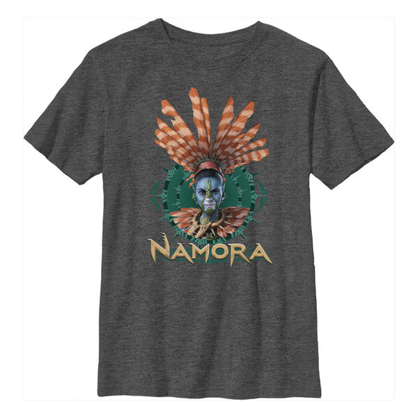 Aperçu: Marvel - Panthère noire Wakanda pour toujours - Namora Fin Crown - Enfant T-shirt - Anthracite chiné - Devant