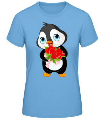 Cute Love Penguin - Frauen Basic T-Shirt - Hellblau - Vorne