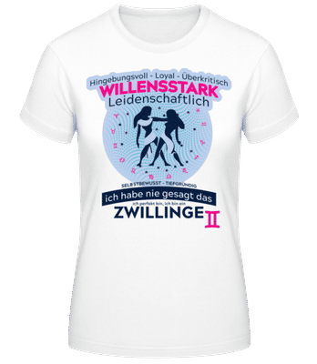 Sternzeichen Zwillinge Blau - Frauen Basic T-Shirt - Weiß - Vorne