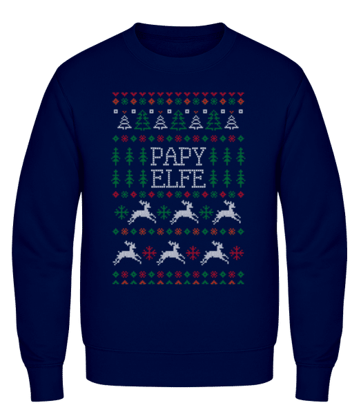 Aperçu: Papy Elfe - Sweatshirt Homme - Bleu marine - Devant