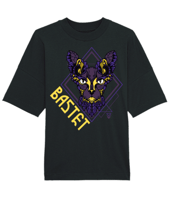 Bastet - Unisex bio oversized tričko Stanley Stella 2.0 - Čierna - Predné