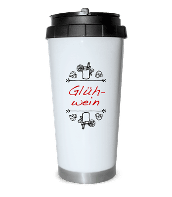 Glühwein Schild - Thermobecher - Weiß - Vorne