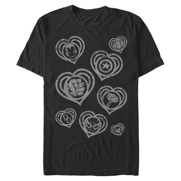 Preview: Marvel - Group Shot Hearty Marves - Valentine's Day - Men's T-Shirt - Black - Front