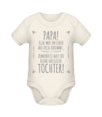 Papa Keine Haessliche Tochter - Baby Bio Strampler - Creme - Vorne