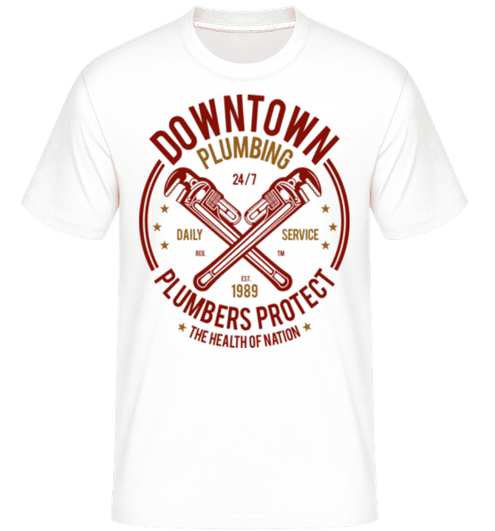 Aperçu: Downtown Plumbing -  T-Shirt Shirtinator homme - Blanc - Devant