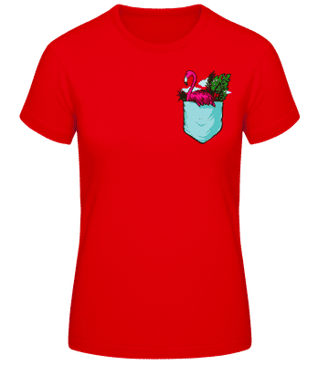 Brusttasche Flamingo - Frauen Basic T-Shirt - Rot - Vorne