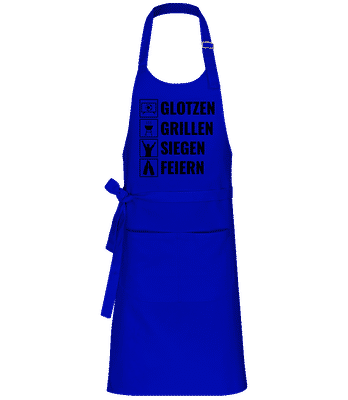 Glotzen Grillen Siegen Feiern - Profi Kochschürze - Royalblau - Vorne