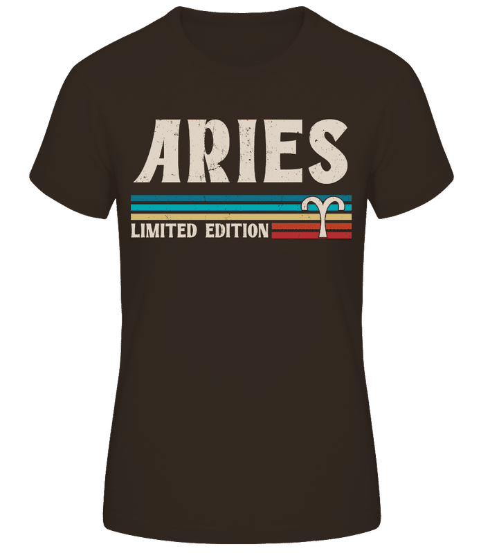 Vorschau: Sternzeichen Aries Limited - Frauen Basic T-Shirt - Braun - Vorne