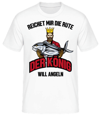 Der König Will Angeln - Männer Basic T-Shirt - Weiß - Vorne