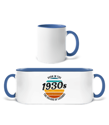 1930 The Decade Of Legends - Two-toned Mug - White / Blue - Front