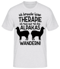 Ich Brauche Keine Therapie Alpakas - Männer Basic T-Shirt - Grau meliert - Vorne