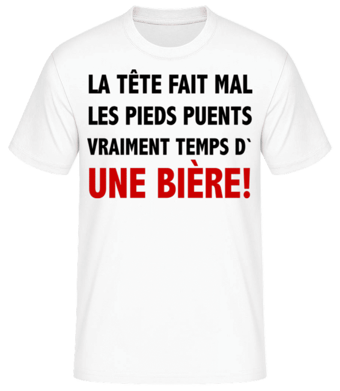 Aperçu: Temps D' Une Bière - T-shirt standard Homme - Blanc - Devant