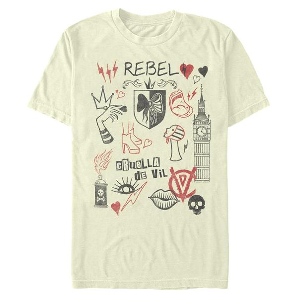 Aperçu: Disney Classics - Cruella - Logo Rebel Queen - Homme T-shirt - Crème - Devant