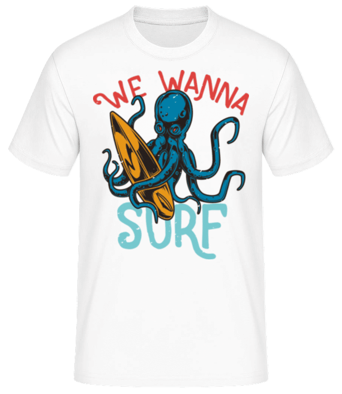 Vorschau: We Wanna Surf - Männer Basic T-Shirt - Weiß - Vorne