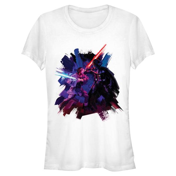 Aperçu: Star Wars - Obi-Wan Kenobi - Obi-Wan Kenobi & Darth Vader Painted Duel - Femme T-shirt - Blanc - Devant