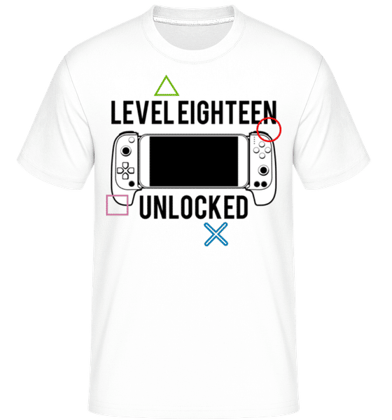 Aperçu: Level Eighteen Unlocked -  T-Shirt Shirtinator homme - Blanc - Devant