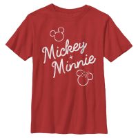 Disney - Micky Maus - Mickey & Minnie Signed Together - Kinder T-Shirt - Rot - Vorne