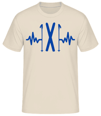Ski Heartbeat Blue - Men's Basic T-Shirt - Cream - Front