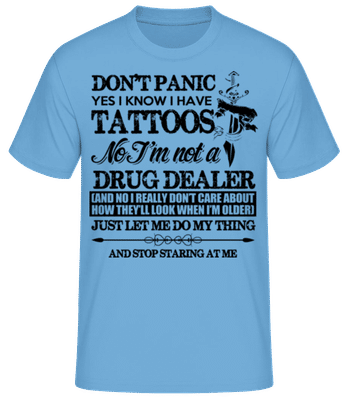 Tattoo Don't Panic - T-shirt standard Homme - Bleu clair - Devant