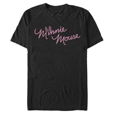 Disney Classics - Ratón Miguelito Miguelín - Minnie Mouse Cursive Bow - Hombres Camiseta - Negro - delante