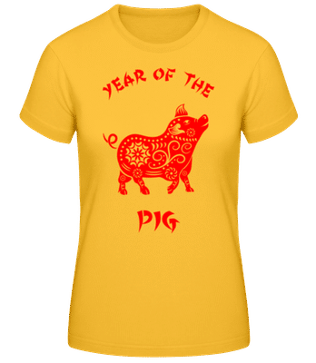 Chinese Zodiac Year Of The Pig - Dámske basic tričko - Zlatožltá - Predné