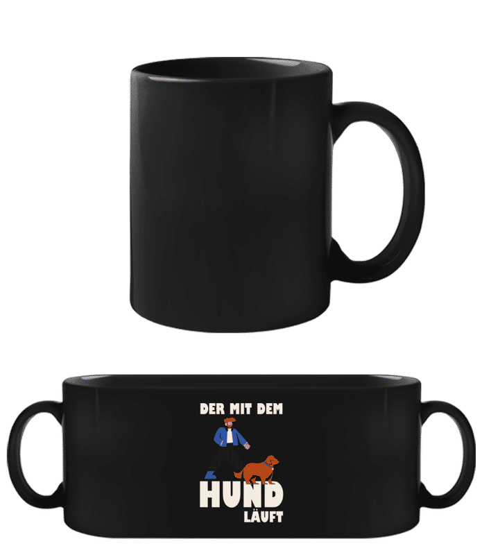 Vorschau: Der Mit Dem Hund Läuft - Schwarze Tasse - Schwarz - Vorne