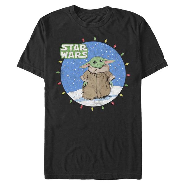 Aperçu: Star Wars - The Mandalorian - The Child Snow Baby Lights - Christmas - Homme T-shirt - Noir - Devant