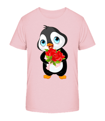 Cute Love Penguin - Kinder Bio T-Shirt Stanley Stella 2.0 - Rosa - Vorne