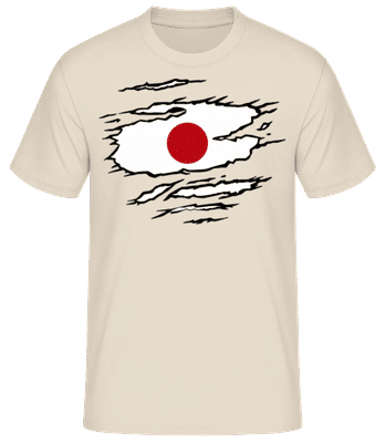 Roztrhaná vlajka Japonsko - Pánske basic tričko - Krémová - Predné