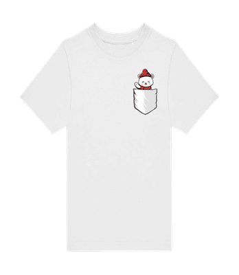 Brusttasche Eisbär - Kinder T-Shirt B&C - Weiß - Vorne