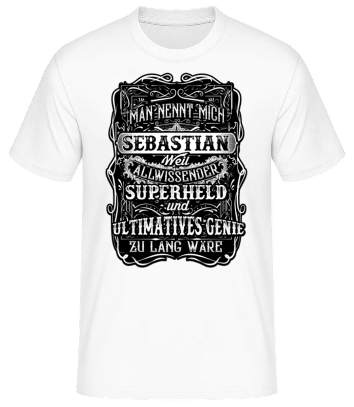 Vorschau: Man Nennt Mich Sebastian - Männer Basic T-Shirt - Weiß - Vorne