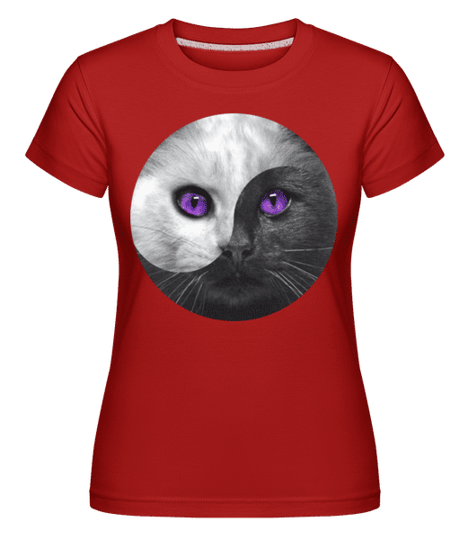 Aperçu: Chat Yin Et Yang -  T-shirt Shirtinator femme - Rouge - Devant