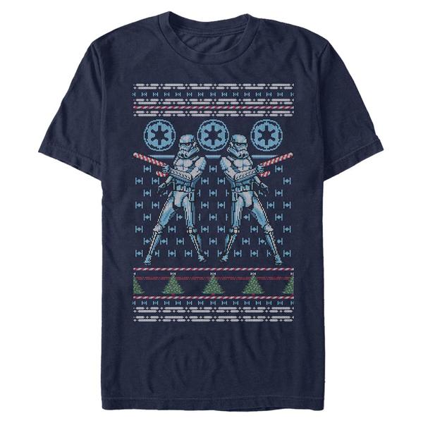 Aperçu: Star Wars - Stormtrooper Troop Canes - Christmas - Homme T-shirt - Bleu marine - Devant