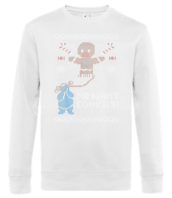 Ugly Cookie Monster - Sweat-shirt standard pour homme - Blanc - Devant