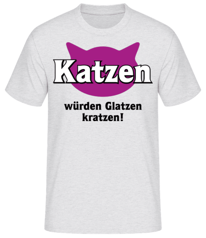 Vorschau: Katzen Würden Glatzen Kratzen - Männer Basic T-Shirt - Grau meliert - Vorne