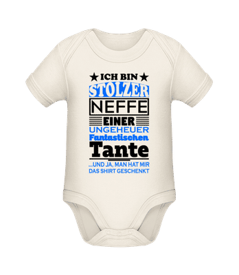 Stolzer Neffe einer Tante - Baby Bio Strampler - Creme - Vorne