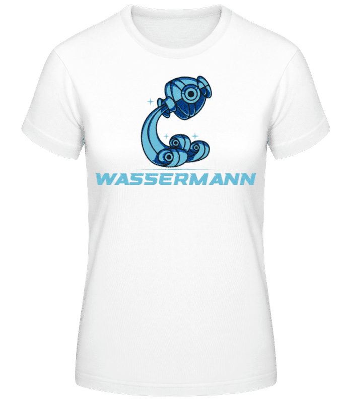 Vorschau: Mecha Roboter Sternzeichen Wassermann - Frauen Basic T-Shirt - Weiß - Vorne