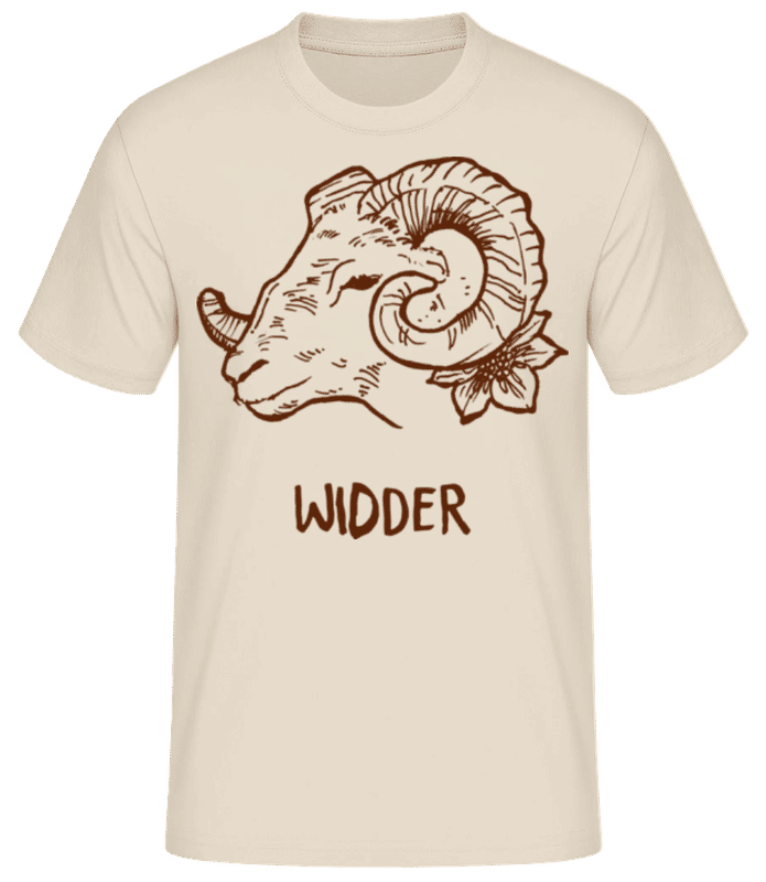 Vorschau: Kritzel Stil Sternzeichen Widder - Männer Basic T-Shirt - Creme - Vorne
