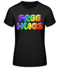 Free Hugs CSD Gay LGBTQ Rainbow - Camiseta básica de mujer - Negro - delante