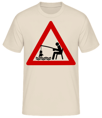 Fishing Warning Sign - Männer T-Shirt B&C - Creme - Vorne