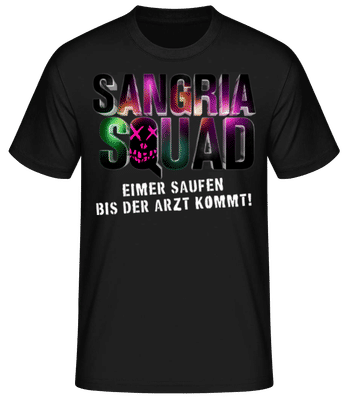 Sangria Squad Eimer Saufen - Männer Basic T-Shirt - Schwarz - Vorne