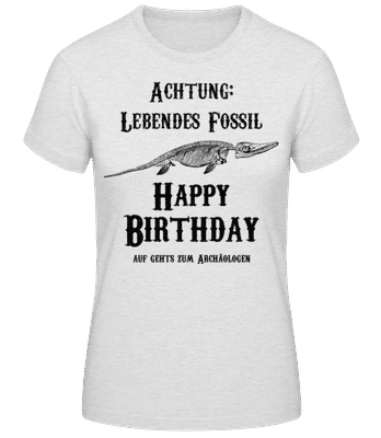 Achtung Lebendes Fossil - Frauen T-Shirt B&C - Grau meliert - Vorne