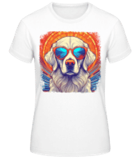Zlatý Retriever Hippie Vzhľad - Dámske basic tričko - Biela - Predné