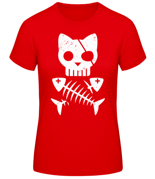 Aperçu: Squelette pirate de chats - T-shirt standard Femme - Rouge - Devant