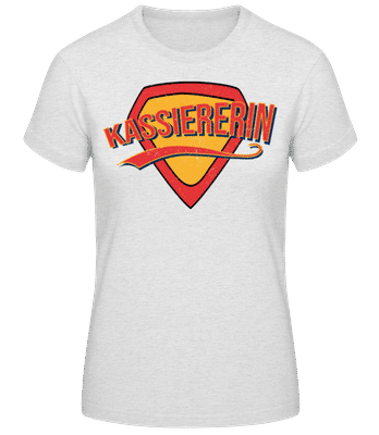 Superheldin Kassiererin - Frauen Basic T-Shirt - Grau meliert - Vorne