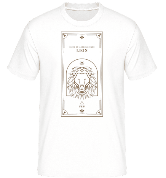 Aperçu: Art Déco Signe Astrologique Lion -  T-Shirt Shirtinator homme - Blanc - Devant